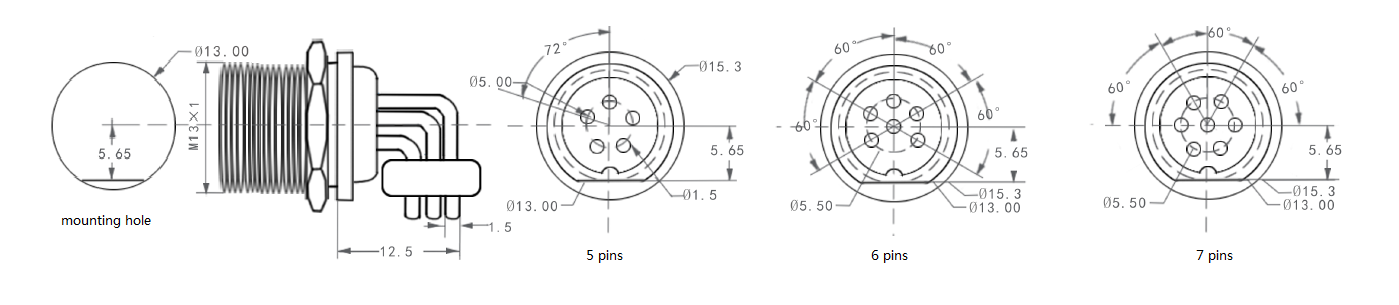 PCB 2~7 Pin сваривая соединитель авиации GX12 с прямоугольными штырями 3A 200V