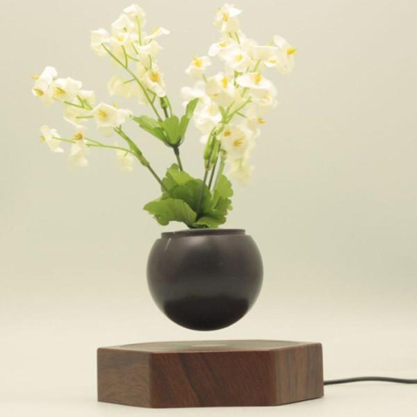 wooden base creative magnetic levitation floating air bonsai plant tree flowerpotted for gift