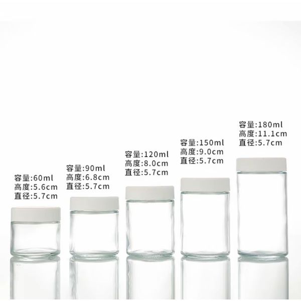 Smell Proof 2 3 4 Fl Oz Clear Glass Straight Sided Container Airtight Child Resistant Glass Jar