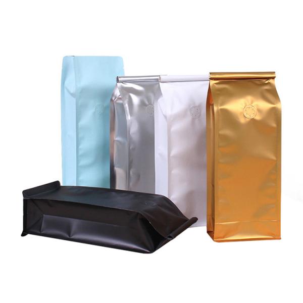 1lb 2lb Aluminum Foil Square Bottom Coffee Bean Bags With Valve Tin Tie