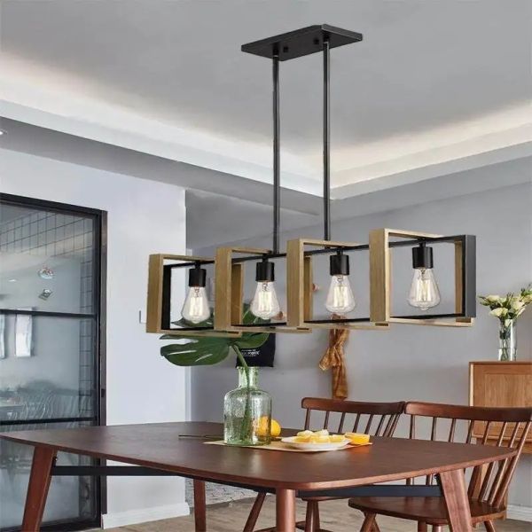 Solid Wood Iron Hanging Lamp Vintage Industrial Style Pendant Light (WH-VP-373)