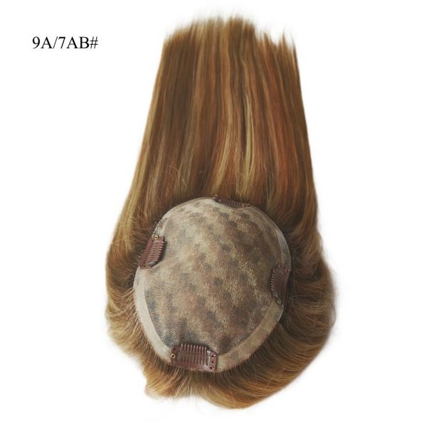 European Hair Brazilian 100% Human Hair Toppers for Women Mono Silk Base Women Toupee