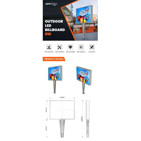 Custom high end design p6 8000nits steel waterproof IP65 digital outdoor led billboard for advertising