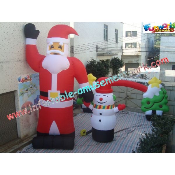 UV-Treated PVC , Coated Nylon Inflatable Christmas Decorations Santa Claus For Outdoor