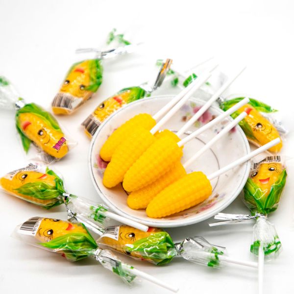 Wholesale Custom Sweet Soft Candy Corn Cob Lollipop Candy Stick Gummy Candy