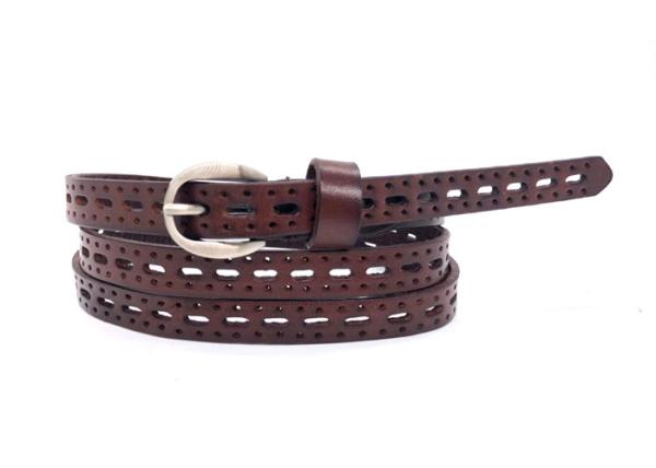 1.5cm Width Brown Leather Belt For Girls With Pin Buckle Breathable