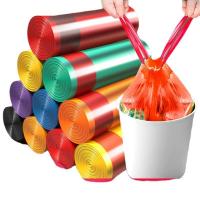Impresión de logotipo personalizado de HDPE Bolsas de basura con cuerda de tracción para entrelazados