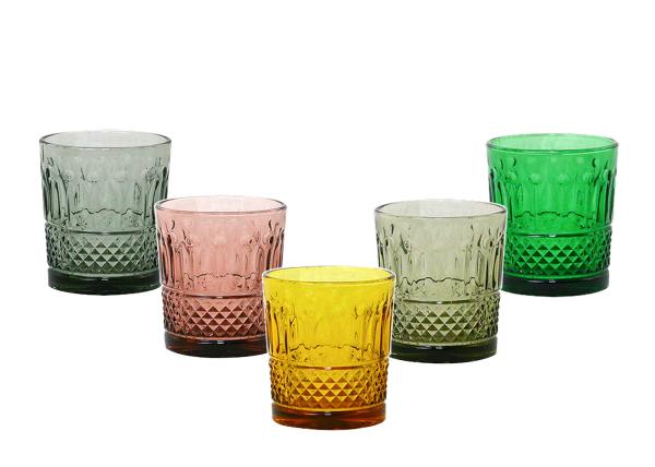 CE Hand Pressed Solid Amber Smoky Grey 9OZ Crystal Whiskey Glasses For Drinking