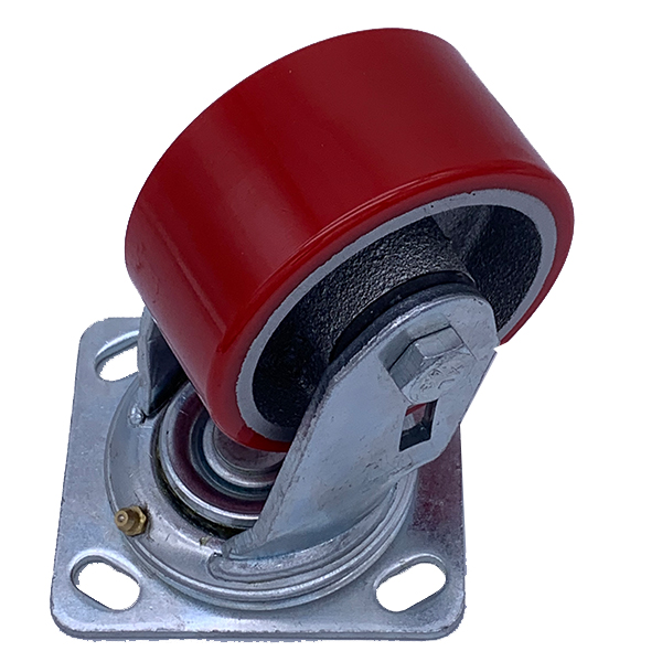 100mm Polyurethane Cast Iron Wheel Precision Ball Bearing Caster Wheel