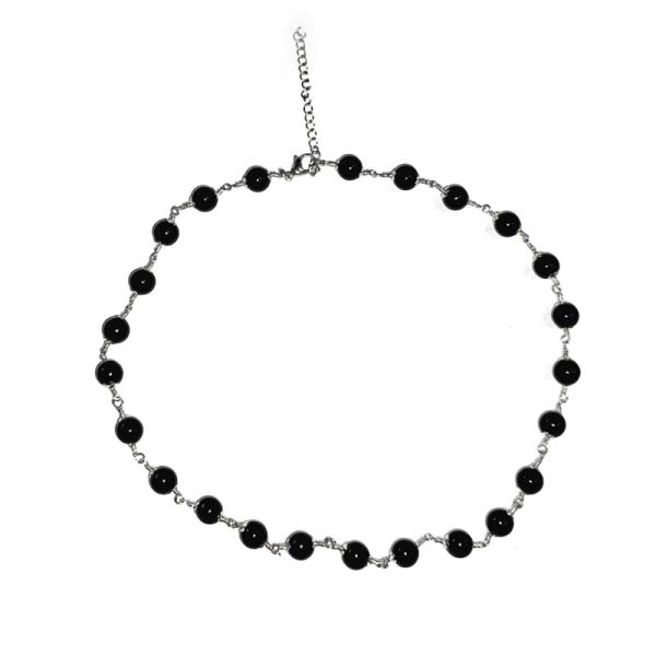 2025 Fashion Men's Casual Beaded Necklace Street Beat Cool Boy Metal Beaded Clavicle Chain