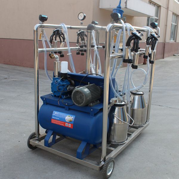 Four Bucket Mobile Vacuum Pump Milking Machine with 60:40 Pulsation Ratio and 380V-50Hz Power for Cows