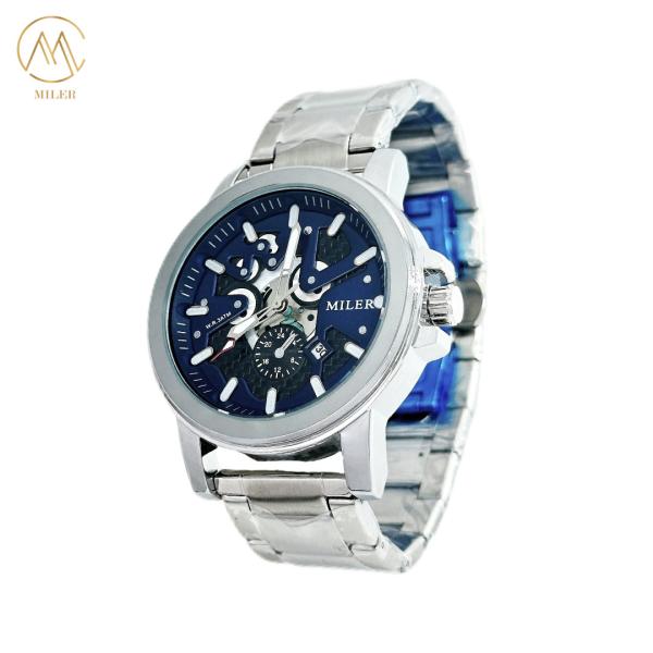 ML1112B Montres à bande en acier inoxydable argenté avec cadran minéral