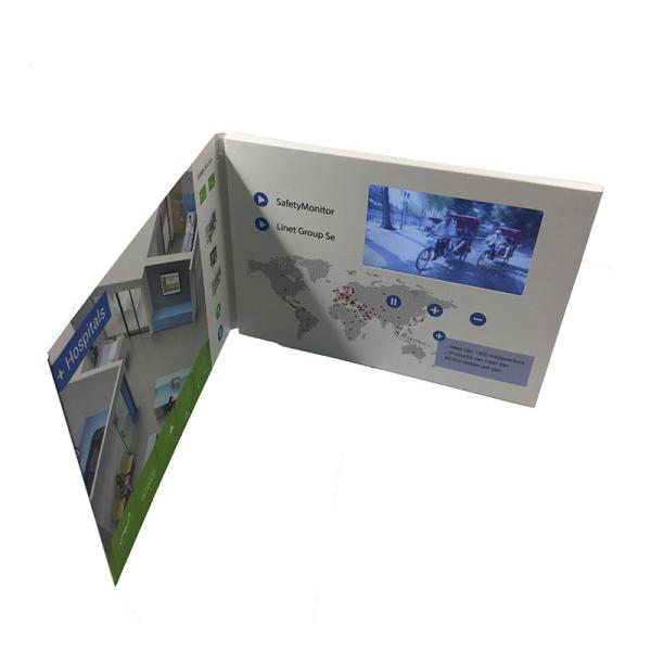 Advertising LCD Video Business Cards 350g Coated Paper / PCBA With Rechargeable Battery