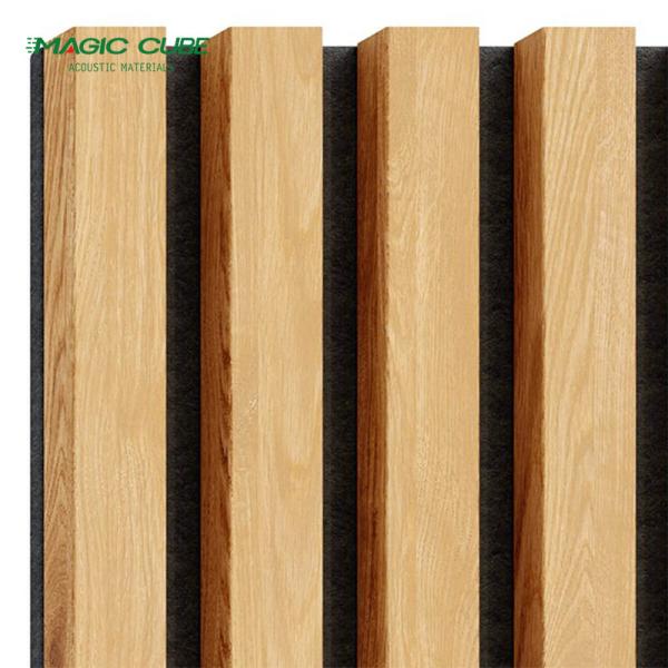 Sound Absorption Slat Acoustic Panel Mdf Wooden Wall Panel Akupanels Edge to Edge 13mm