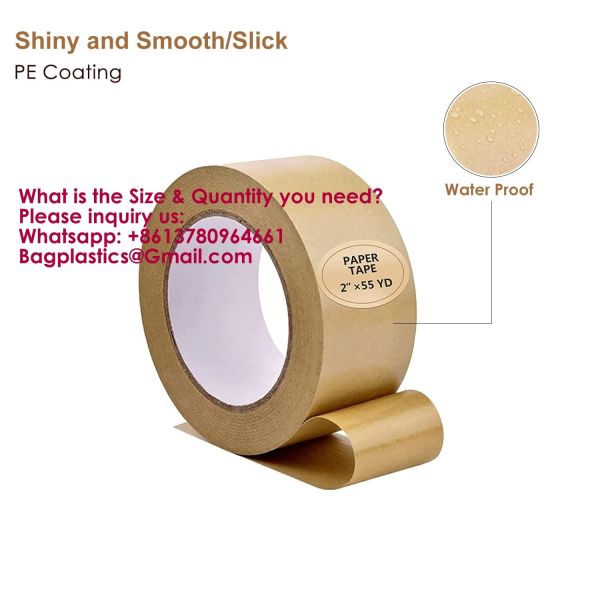 Recyclable Packaging Tape Self Adhesive Box Tape For Shipping, Sealing, Moving & Masking Eco-Friendly Kraft Paper Tape, Biodegradable Heavy Duty Packing Tape