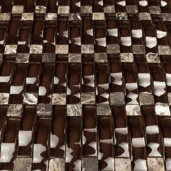 Chocolate 12x12 Stone Glass Mosaic Tile Backsplash For Kitchen Wall
