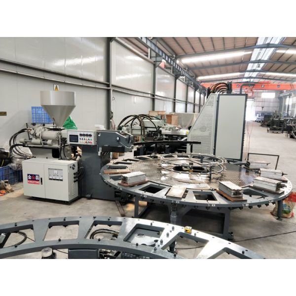 Rotary Plastic Moulding Footwear Making Machine , Shoe Sole Moulding Machine