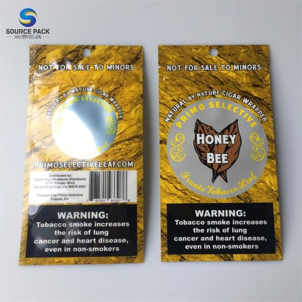 Custom Tobacco Leaf Packaging Bags Aluminum Foil With Zipper And Window
