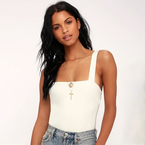 Купальник пляжа лета верхней части танка жилета квадратной шеи женщин Stretchable