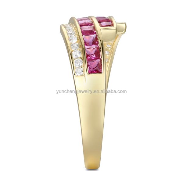 Prong Setting Emerald Ruby Women'S Diamond Statement Rings Size 6- Size 10