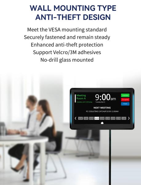 101inch wall mounted business android tablet pc with led light bar conference schedule display