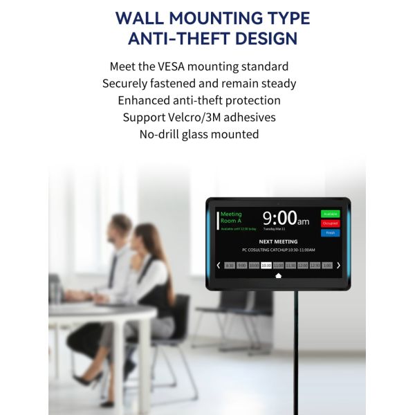 15.6 Inch Wall Mount Android Tablet PC with RK3566 Quad Core LED Light Bar for Conference Room Booking