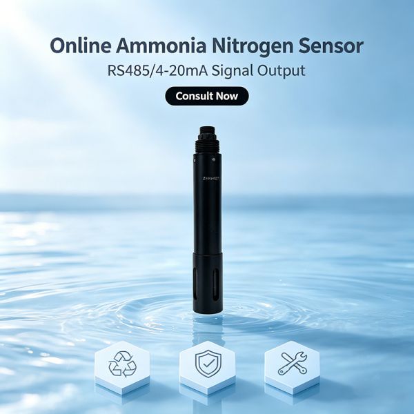 RS485 Ammonia Nitrogen Detector 0-1000mg/L, with Temperature Compensation IP68