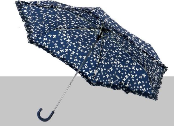 Flat Compact Sun Protection Umbrella Leather Curved Handle 190T Polyester Fabric