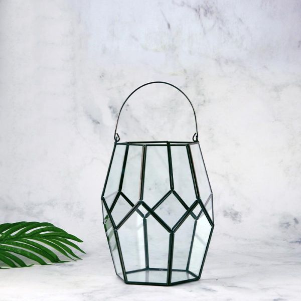 Glass lantern copper artfact large size wind lamp spot glass retro candle holder decoration horselight floor hand