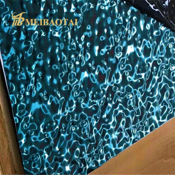 201 Stainless Steel Blue PVD Coated Water Ripple Sheet 0.65mm Thick for Ceiling Decoration