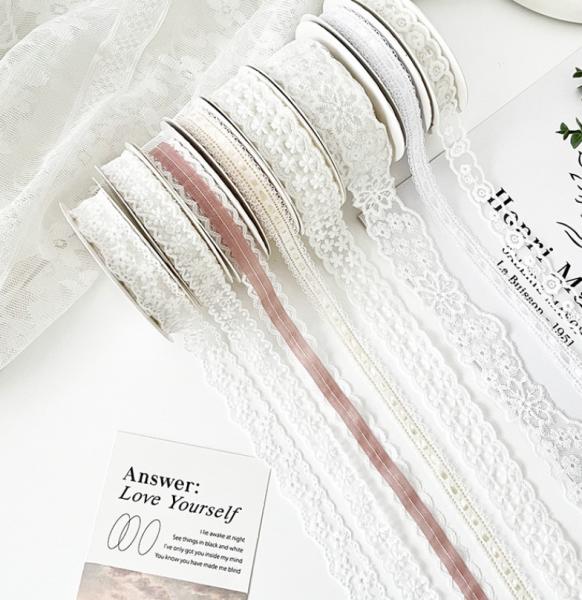 Ruban en dentelle de jacquard lavable largeur 1,6 cm pour le bricolage à la main par lots décoration de cheveux fleur bouquet lié gâteau ruban cadeau
