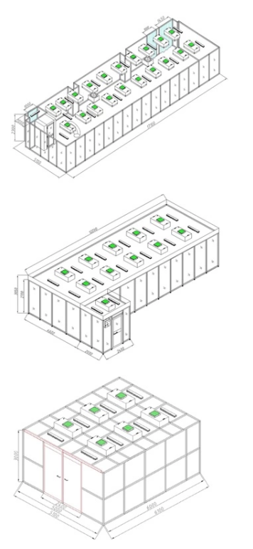 Windspeed 0.45m/s For Cleanroom Hardwall Cleanroom with Non-unidirectional Air Flow Design and Technology