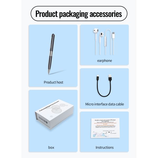 Lightweight Voice Activated Recorder With Playback Audio Recording Device For Meetings MP3