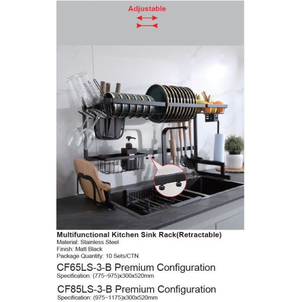 Flexible Adjustable Kitchen Rack for Dish Drying OEM 85x30x52cm