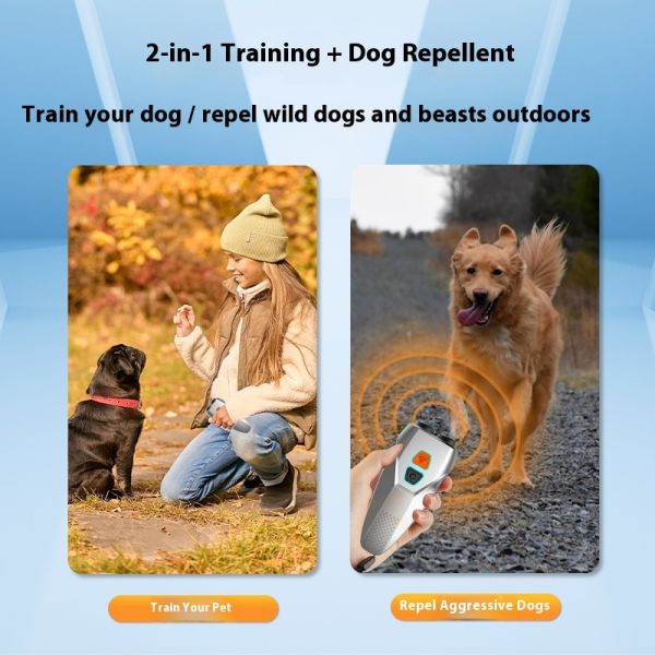 Rechargeable IP67 Waterproof Plastic Ultrasonic Dog Repeller LED Indicator Anti-Bark Control >20 Hours Battery Life Training