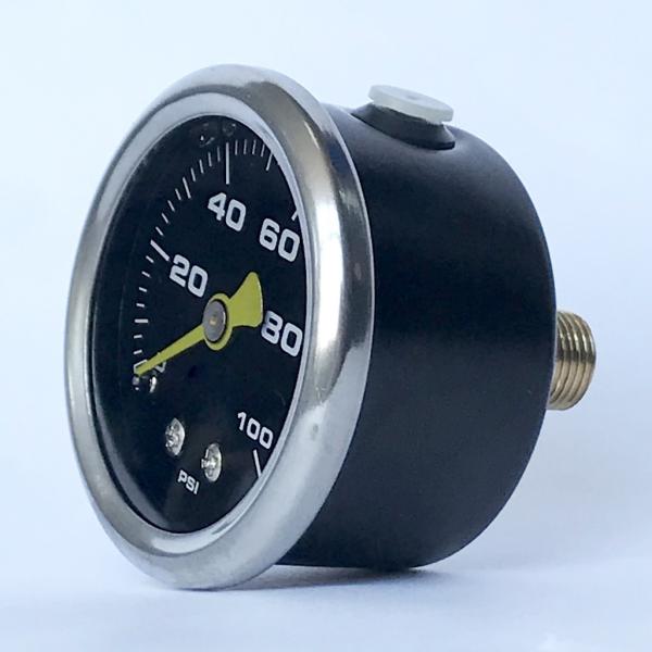 1.5 Inches 100 psi Black Dial Manometer 1/8 NPT Axial Mount Black steel Liquid Filled Pressure Gauge