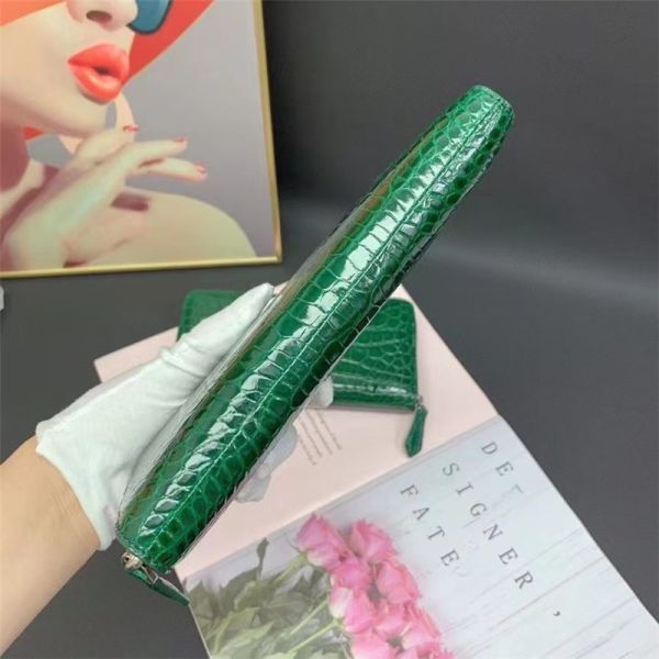 Authentic Genuine Crocodile Skin Women Long Card Pure Lady Colorful Glossy Wallet Exotic Alligator Leather Female Clutch