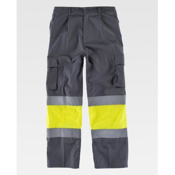 Workers Reflective Orange Hi Vis Trousers / Fashion Mens Safety Work Pants