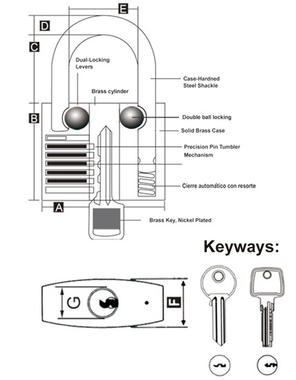 Rrlux Hot Selling Customized Durable Brass Padlocks with 3 Brass Keys-Direct Sales Factory Price