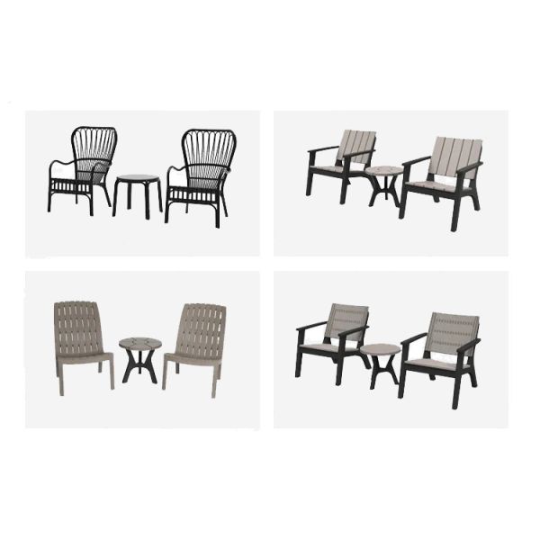 Plastic Wood Table and Chair Set for Nordic Outdoor Patio Garden Balcony Cafe Restaurant