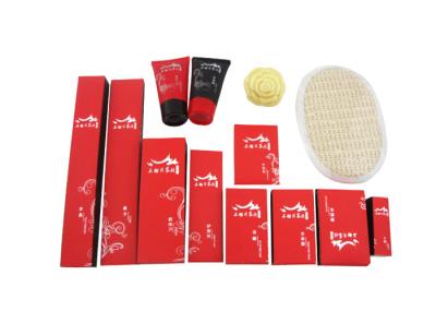 Disposable Hotel Amenities Set , Hotel Room Amenities Red Black Color 14 Items