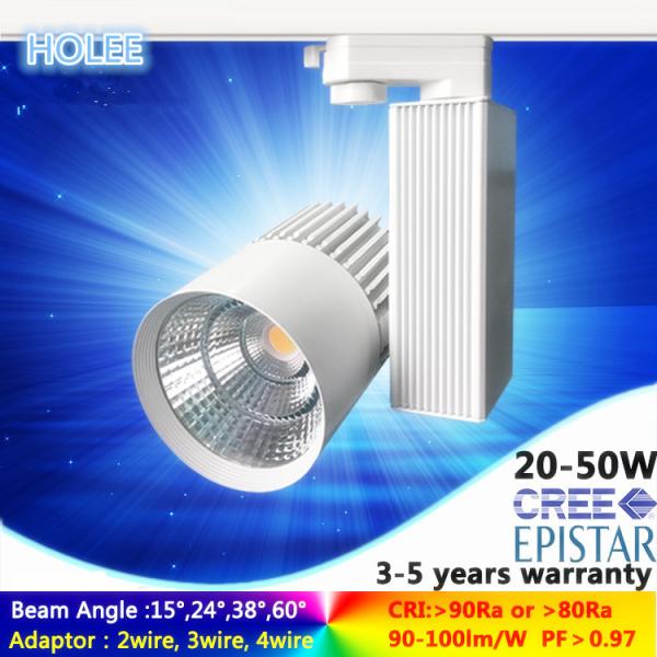 10W -50W 4000K AC230V 3-fase euro white/black COB led track light 10° to 60° beam angle