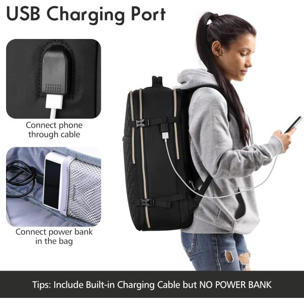 Llevado en vuelo grande, resistente al agua, anti robo, bolso de viaje, portátil de 17 pulgadas, con puerto de carga USB.