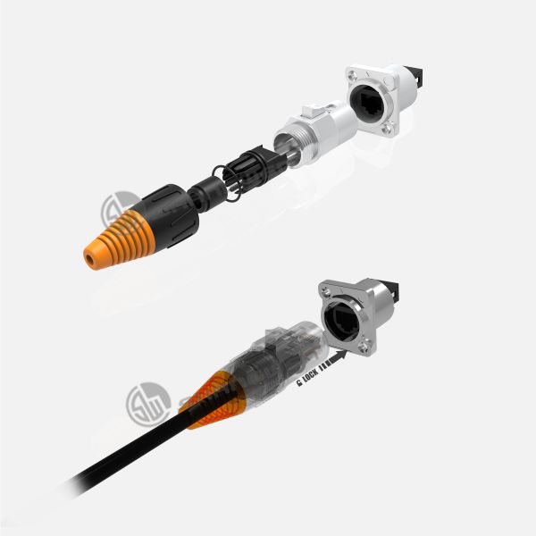 Single Row Panel Mount Ethernet Socket Waterproof IP68 RJ45 Connector