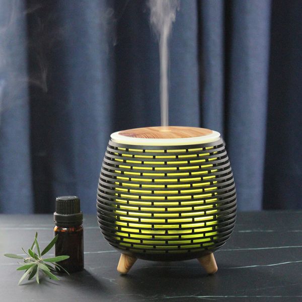 Small Aroma Diffuser 140ml Portable USB Wooden Grain Essential Oil Diffuser