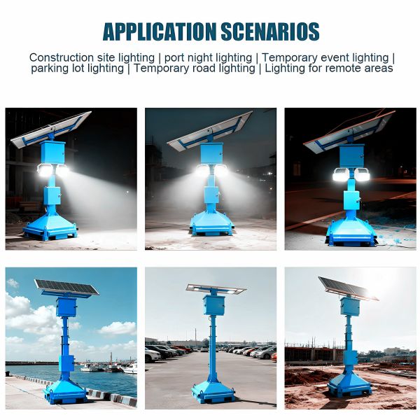 Solar Light Tower Warning Indicator Light Weather Resistant Mobile Light Tower Manufacturers