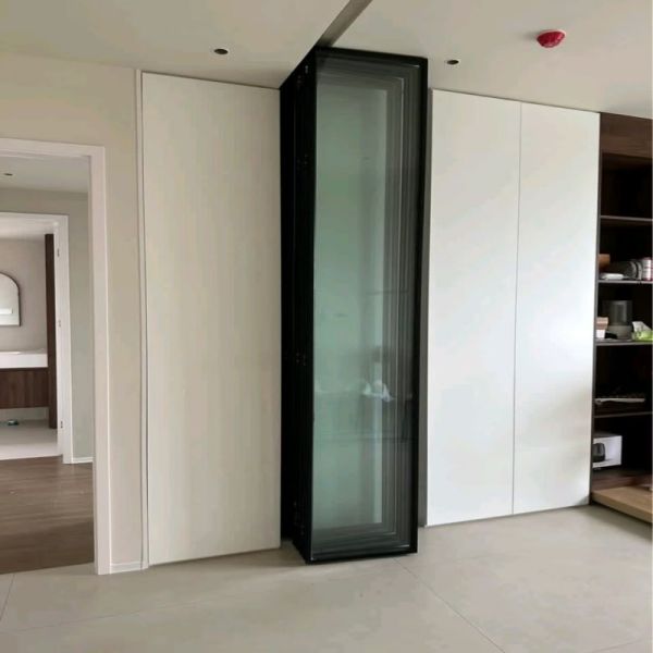 Porte pliante en aluminium de luxe avec verre trempé pour résidence et commerce