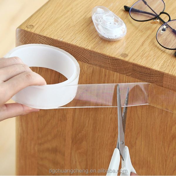 High Quality Strong Sticky Transparent Adhesive Tape Masking Cuttable Double Stick Heavy Duty Nano Grip Tape Household Office