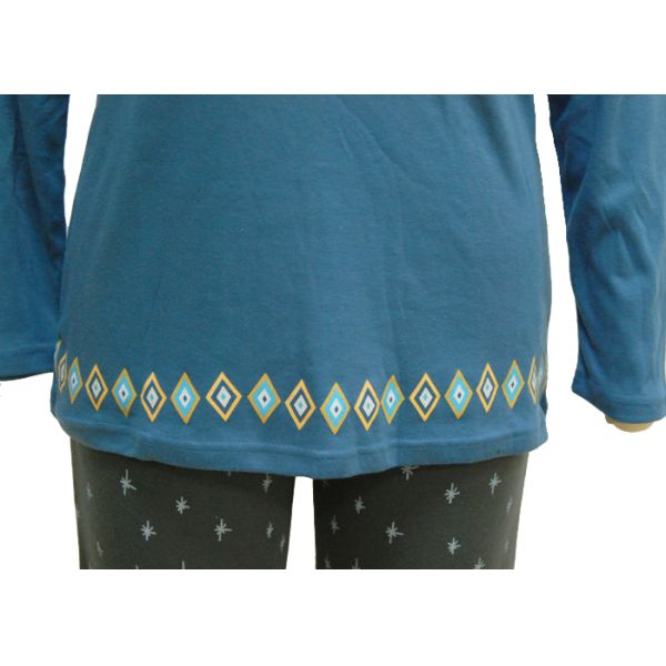 Cotton Print Women'S Long Sleeve Pyjama Set , Ladies 3 Piece Pyjama Set Breathable