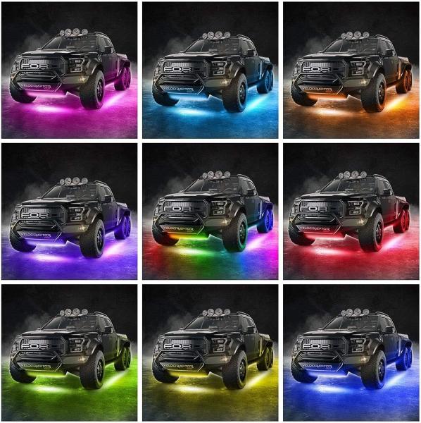 6pcs 12V strip light Underglow Kit for Car, RGB-IC Under Car Lights with Dream Color Dancing Chasing and 213 Scene Modes